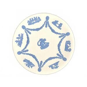 Vintage Wedgwood Jasperware Plate Blue White Cherub & Garland Design England